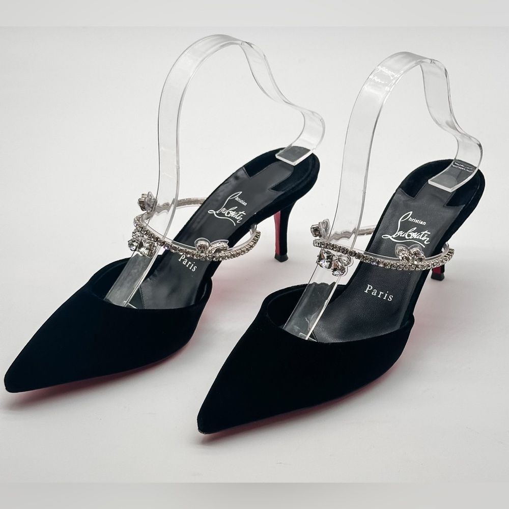 Christian Louboutin Planet Queen 70 Velvet Crystal Embellished Mules 70mm EU 39 - Picture 4 of 14